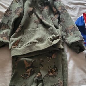 Green Dinosaur Print Kids' Outfit